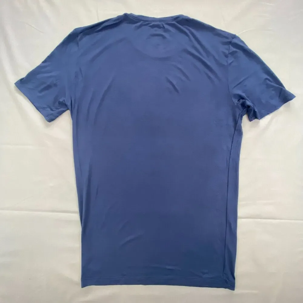 Tommy John Mens M Blue Stay Tucked Micro Modal Short Sleeve Crew Neck Undershirt